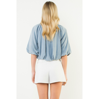 Rosa Denim Cropped Flowy Top