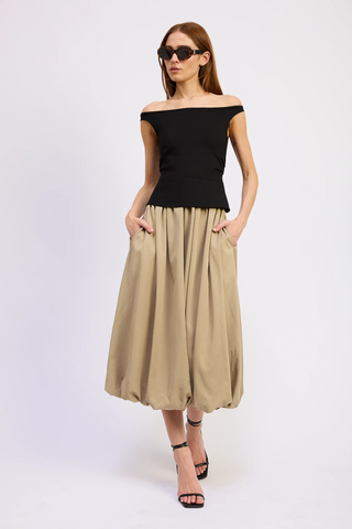 Autumn Mixed Media Dress - Khaki