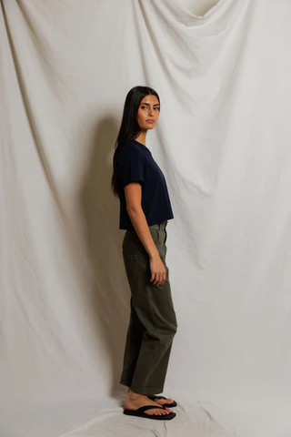 Cher Ringspun Cotton Tee - Navy