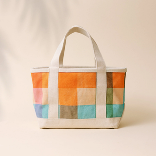Mini Rainbow Plaid Canvas Tote