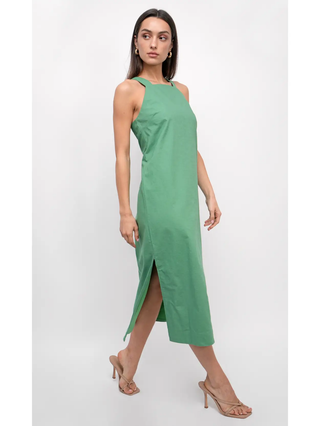 Lizette Apron Cotton Midi Dress - Fern Green