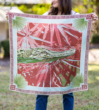 Pink Ocmulgee Alligator Silk Scarf