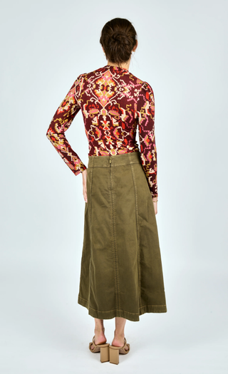 Bina Midi Skirt - Ivy Green Denim