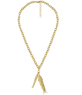 Lucky Double Fish Necklace- Momma and Baby Fish - One