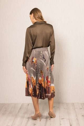 Tawny Pleated Skirt - Brown Multi