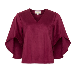 Nina Suede Top - Beet Red