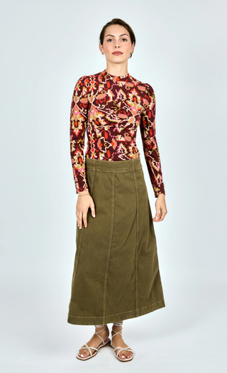 Bina Midi Skirt - Ivy Green Denim