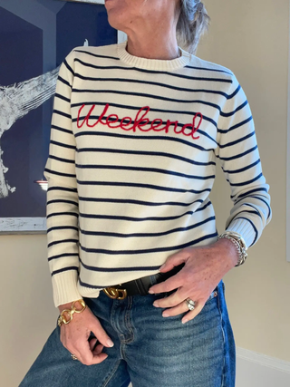 Weekend Stripe Sweater - Navy and White