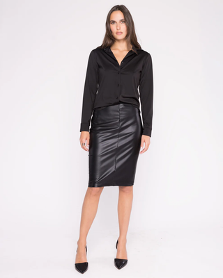Vegan Leather Pencil Skirt - Black