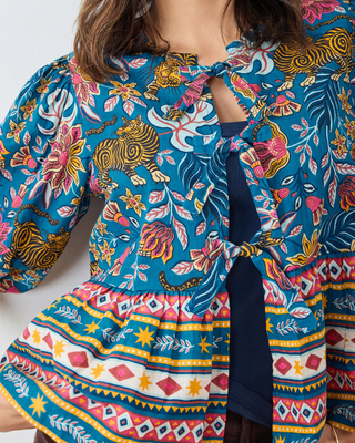 Annabelle Blouse in Tibetan Tigress - Blue Ridge