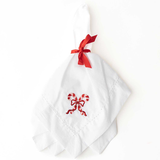 Candy Cane Embroidered Dinner Napkin