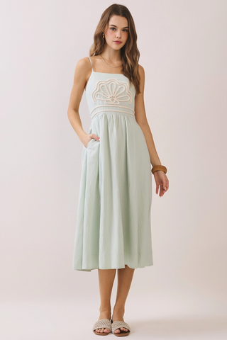 Ariel Embroidered Front Dress - Mint