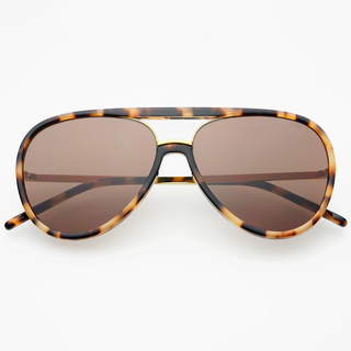 Shay Unisex Aviator Sunglasses - Milky Tortoise / Brown