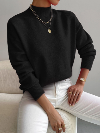 Mock Neck Long Sleeve Knit Sweater
