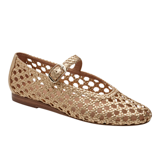 Evonna Woven Mary Jane Ballet Flat - Gold
