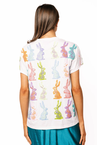 White Multi Easter Bunny Tee