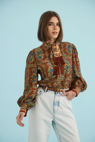 Karis Blouse - Amber Glen Brown