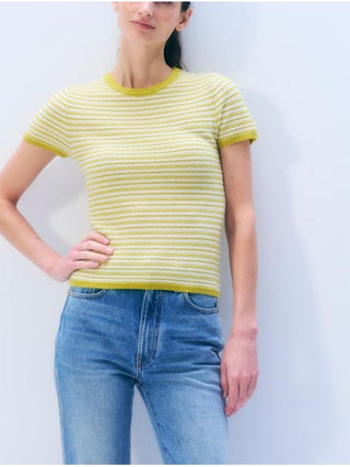 CASHMERE STRIPED TEE - CITRONELLE