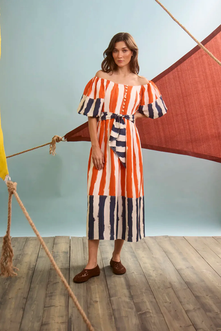 Lucy Dress - Lighthouse Stripe Red