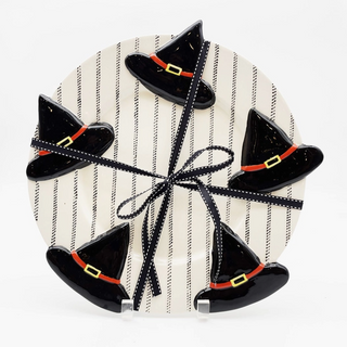 Black & White Ticking Witch Hat Plate