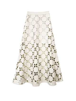 Elizabeth Skirt - White Laser Cut Leather