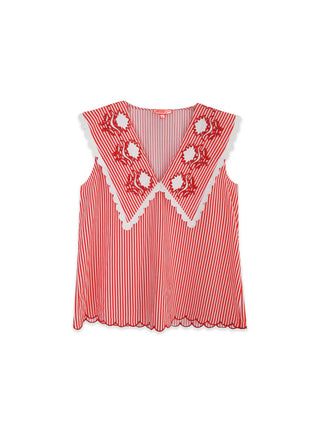 Emma Sleeveless Blouse - Red Stripe