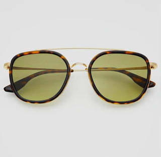 Weston Acetate Round Unisex Sunglasses - Tortoise / Fade Green