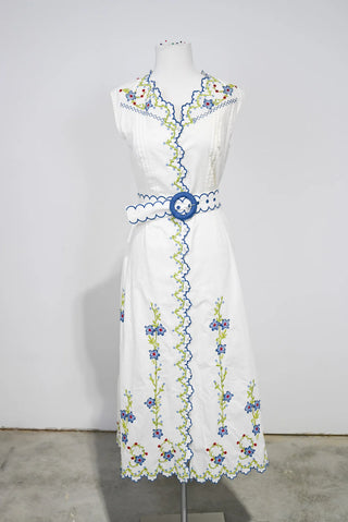BLUE POPPY CROSSTICH MIDI DRESS