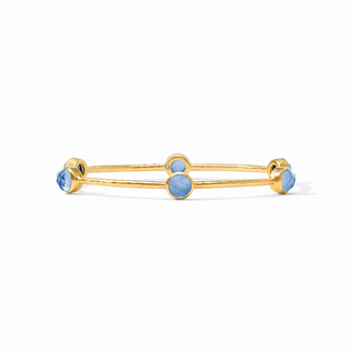 Milano Luxe Bangle - Gold - Iridescent Chalcedony Blue