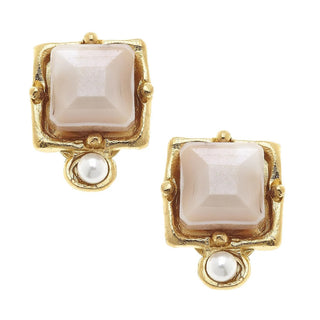 London Studs - Blush Crystal & Pearl