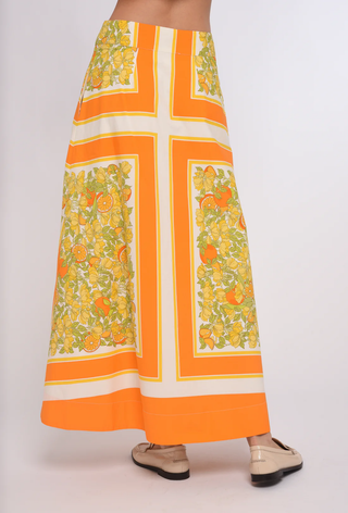 Berri Midi Skirt - Orange Blossom Print
