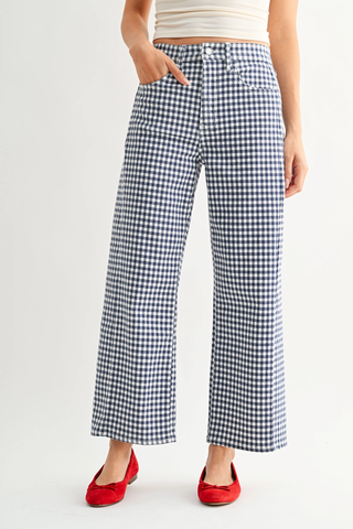 Billy Barrel Jean Twist - NAVY GINGHAM