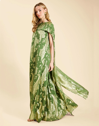 Pietro Convertible™ Cape Gown - Evergreen Metalic