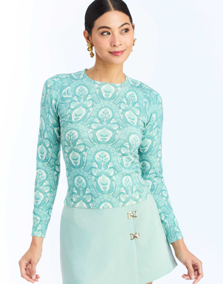 Phoebe Crewneck Sweater - Trellis Aquarelle