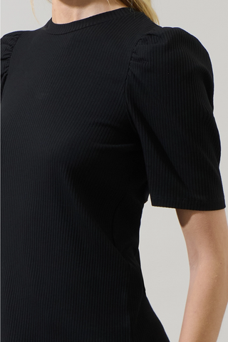 Bertha Knit Ruched Top - Black