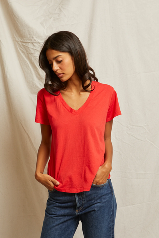 hendrix - cotton short sleeve boxy v neck tee