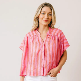 Orchid Pinstripe Savannah Top