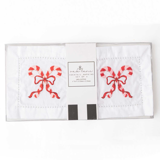 Candy Cane Embroidered Cocktail napkin