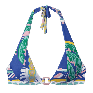 Halter Bikini Blue Palm Top