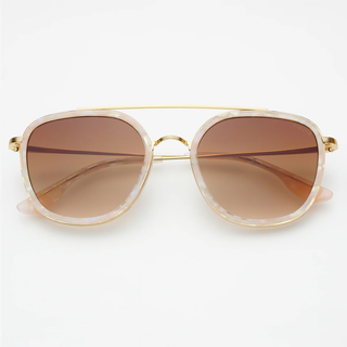 Weston Acetate Round Unisex Sunglasses - Light Pink / Brown