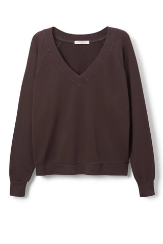 Sinead - Relaxed French Terry V Neck Sweatshirt - Cocoa