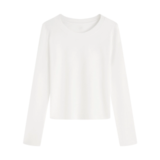 Cotton Basic Slim Long-Sleeved T-Shirt - White