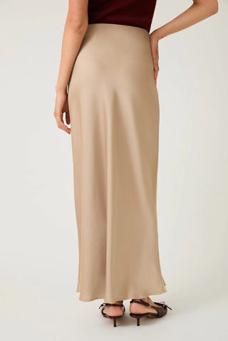 Bias Satin Midi Skirt - Champagne