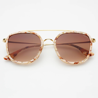 Weston Acetate Round Unisex Sunglasses - Pink Pearl / Brown