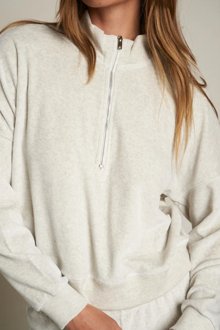 Kiva - Velour 3/4 Zip Sweatshirt - Oatmeal
