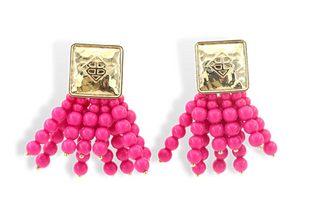 Square BC Icon Black Beaded Earrings