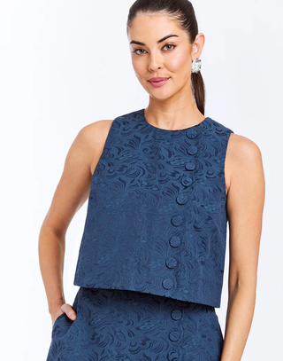 Etta Scallop Top - Navy