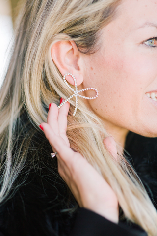Rhinestone Statement Bow Holiday Earrings