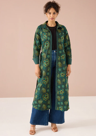 The Waverly Dress - Olive Retro Floral Embroidery