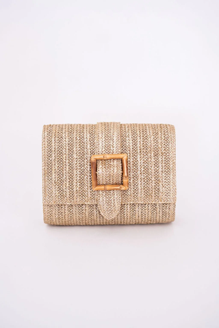 Janie Straw Clutch - Gold